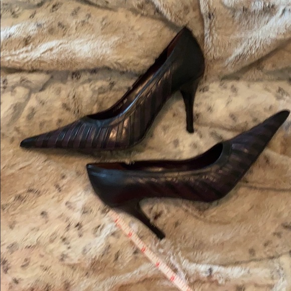 Sexy purple leather pointy stilettos vintage new - Picture 3 of 6